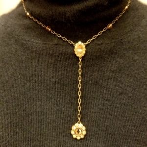 Tommassini Vintage Antique Bronze & Yellow Crystal Drop Necklace